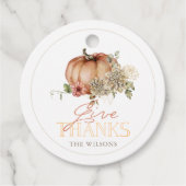 Danke an Pumpkin & White Dahlia Erntedank Geschenkanhänger (Vorderseite)