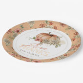 Danke an Pumpkin & White Dahlia Erntedank Pappteller (Schrägansicht)