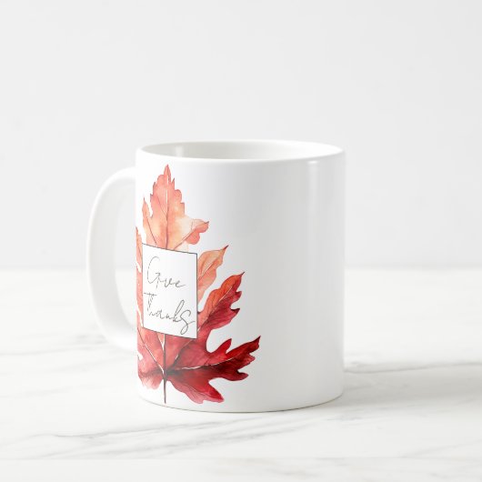 Danke an Red Fall Leaf Erntedank Kaffeetasse (Vorderseite Links)