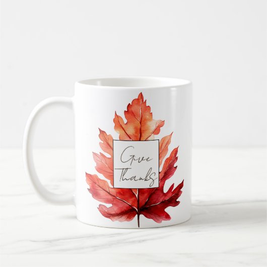 Danke an Red Fall Leaf Erntedank Kaffeetasse (Links)