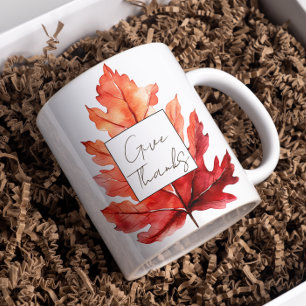 Danke an Red Fall Leaf Erntedank Kaffeetasse
