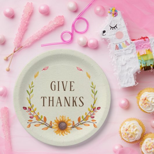 Danke an Rustic Boho Sunflower Erntedank Pappteller (Party)