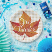 Danke an Rustic Fall Orange Leaf und Kariert Pappteller (Party)