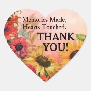 🌻 Danke an Sunny Petals & Scarlet Blooms Herz-Aufkleber