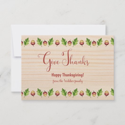 Danke an Thanksgiving Acorns Custom Karte (Vorderseite)