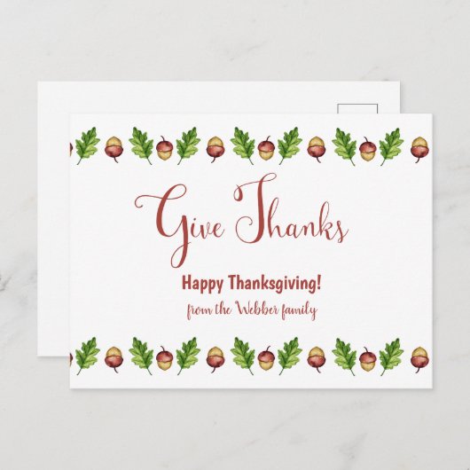 Danke an Thanksgiving, das individuell anpassbar i Postkarte (Vorne/Hinten)