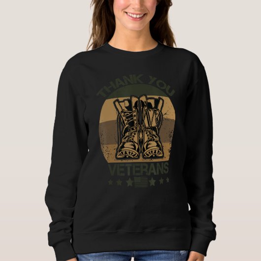 Danke an Veteranen Kampfstiefel Veteranentag Ameri Sweatshirt (Vorderseite)