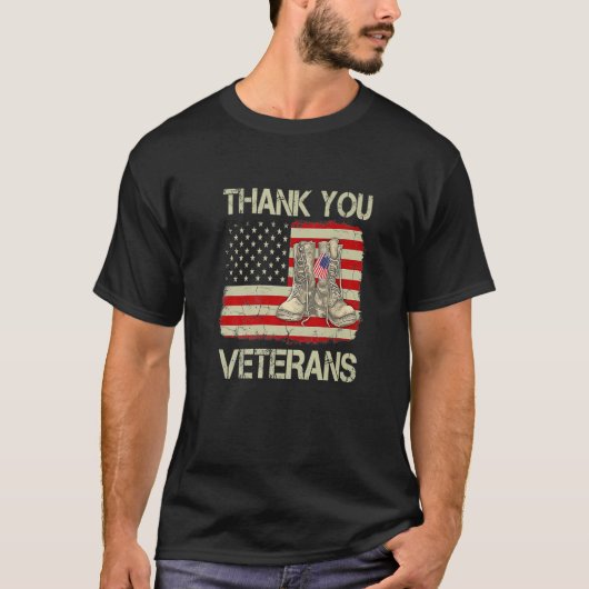 Danke an Veteranen Kampfstiefel Veteranentag Ameri T-Shirt (Vorderseite)
