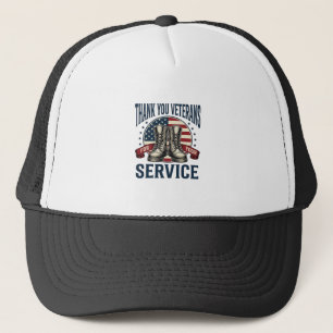 Danke an Veteranen Patriotische Stiefel Vintage-De Truckerkappe