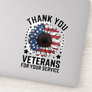 Danke an Veteranen Sonnenblume Militärveteranen Ta Aufkleber