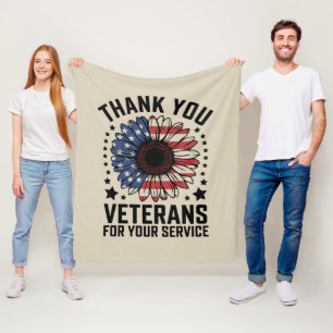 Danke an Veteranen Sonnenblume Militärveteranen Ta Fleecedecke