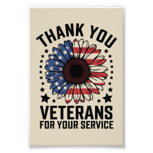 Danke an Veteranen Sonnenblume Militärveteranen Ta Fotodruck