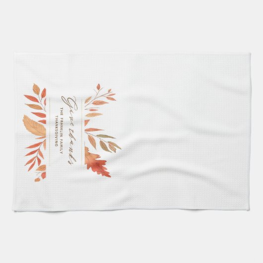 Danke an Watercolor Fall Foliage Erntedank Geschirrtuch (Horizontal)