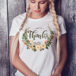 Danke an Watercolor Floral Wreath Erntedank T-Shirt