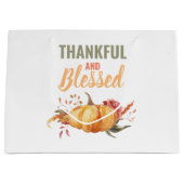 Danke an Watercolor Pumpkin Erntedank Large Große Geschenktüte (Vorderseite)