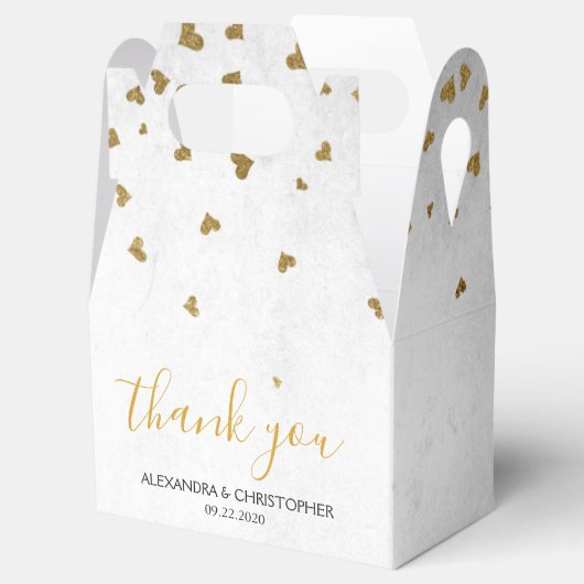 Danke an White Gold Foil Confetti Wedding Geschenkschachtel (Geöffnet)