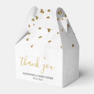 Danke an White Gold Foil Confetti Wedding Geschenkschachtel