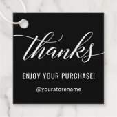 Danke an White Modern Script Black Danke Squa Geschenkanhänger (Vorderseite)