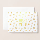 Danke | Animal Paw Prints Gold Folienkarte (Vorderseite mit Umschlag)