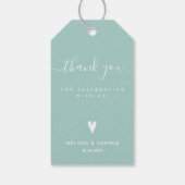 Danke - Aquamarine grüne Gastgeschenk Hochzeit Geschenkanhänger (Rückseite)