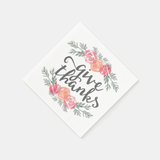 Danke | Aquarellblumen-Erntedank Serviette (Ecke)