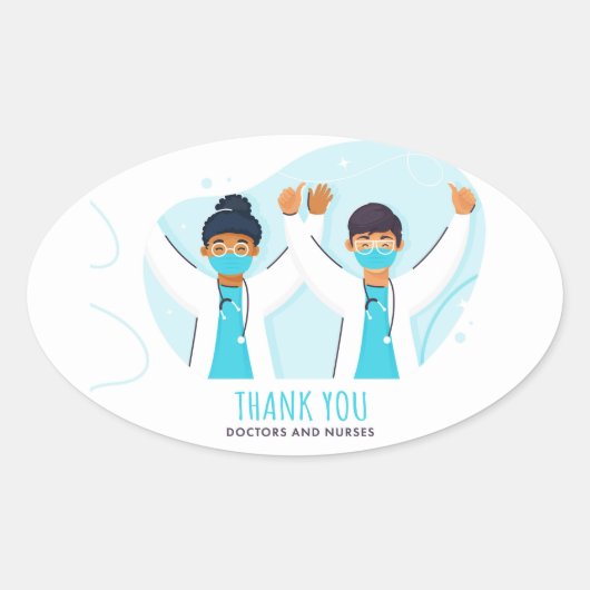 Danke Ärzte und Krankenschwestern Ovaler Aufkleber (Vorderseite)