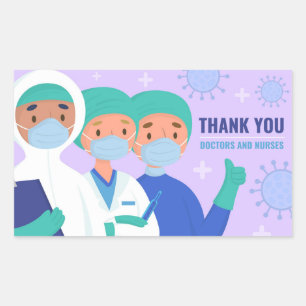 Danke Ärzte und Krankenschwestern Rechteckiger Aufkleber