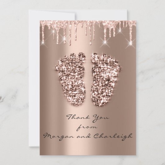 Danke Ashley2 Baby Shower Feet Rose Tropfen Boy Gi Einladung (Vorderseite)
