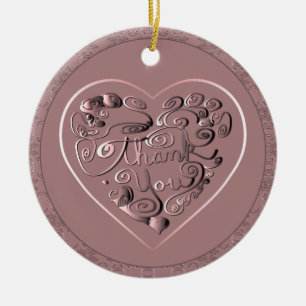 Danke auf staubrosaem Weihnachtsbaumanhänger Keramik Ornament