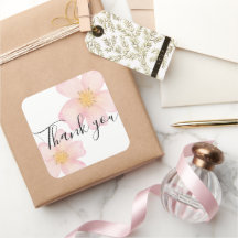 Danke-Aufkleber für Kleinunternehmen - Rosa Blumen