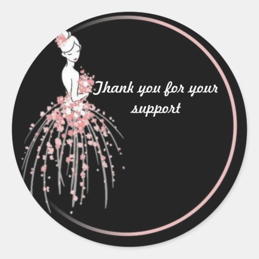 Danke Aufkleber - Rosa Blumenbekleidung Design (Vorderseite)