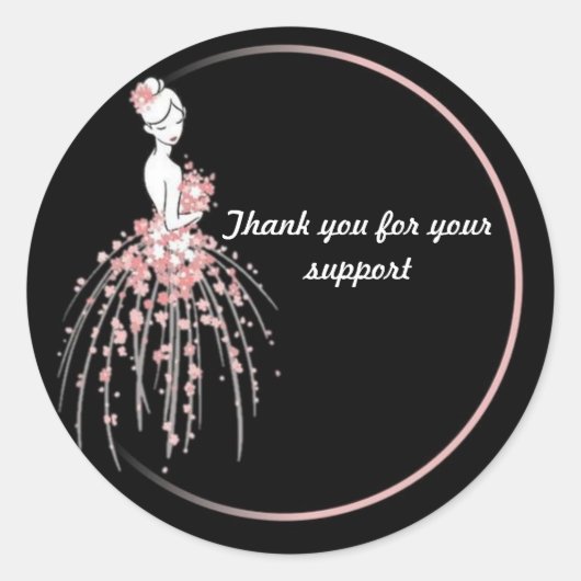 Danke Aufkleber - Rosa Blumenbekleidung Design (Vorderseite)