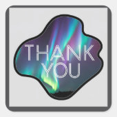Danke, Aurora Borealis  Quadratischer Aufkleber (Vorderseite)