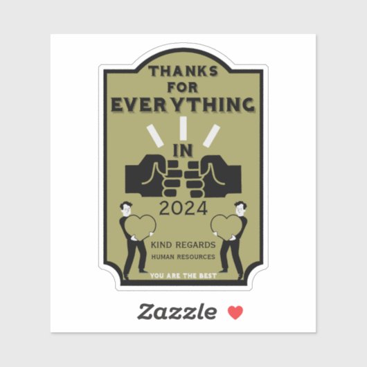 Danke aus dem Personal Aufkleber (Blatt)