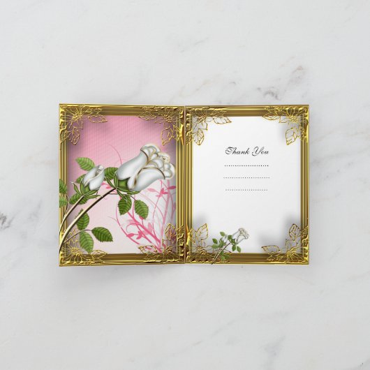 Danke, Auslese-rosa weißes Rosen-Gold zu kardieren Dankeskarte (Innenseite)