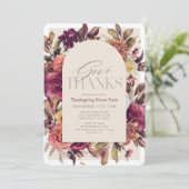 Danke Autumn Floral Arch Erntedank Einladung (Stehend Vorderseite)