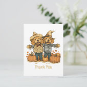 Danke Autumn Harvest Goldendoodle Hunde Postkarte (Stehend Vorderseite)