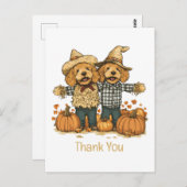 Danke Autumn Harvest Goldendoodle Hunde Postkarte (Vorne/Hinten)