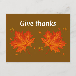 Danke Autumn Leaves Postcard - Saisonale Feiertagspostkarte