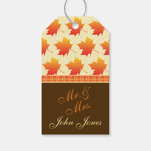 Danke Autumn Maple Blätter Wedding Geschenkanhänger (Rückseite)