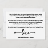 Danke, Baby Birth Ankündigung (Rückseite)