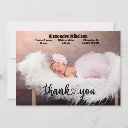 Danke, Baby Birth Ankündigung (Vorderseite)