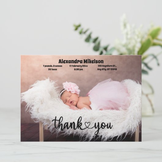 Danke, Baby Birth Ankündigung (Stehend Vorderseite)