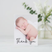 Danke, Baby Birth Ankündigung | Skripttext Postkarte (Stehend Vorderseite)