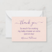 Danke Baby Dusche Regenbogen lila rosa Mitteilungskarte (Rückseite)