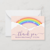 Danke Baby Dusche Regenbogen lila rosa Mitteilungskarte (Vorderseite)