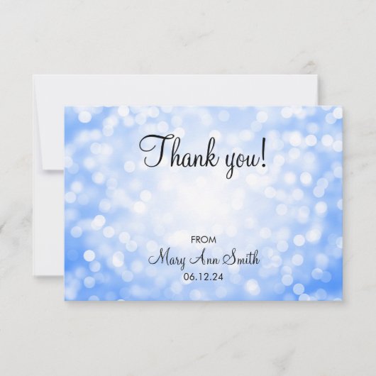 Danke Baby-Duschen-blaue Glitzer-Lichter (Vorderseite)