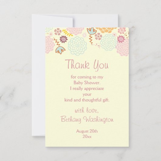 Danke Baby-Duschen-extravagantes modernes Blumen (Rückseite)