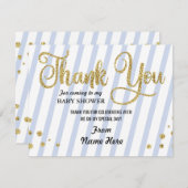 Danke Baby-Duschen-Jungen-Streifen-Blau-Glitzer (Vorne/Hinten)