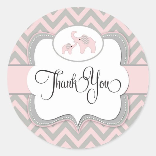 Danke, Baby Duwer Elephant Sticker in Rosa (Vorderseite)